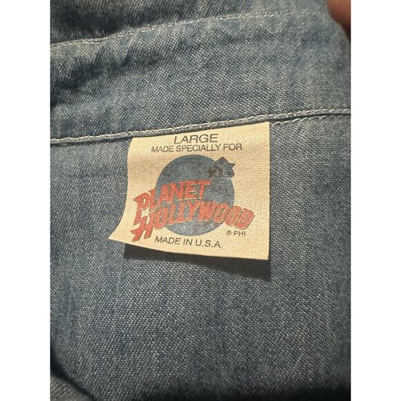 Vintage Planet Hollywood Nashville Denim Shirt Mens Large Button Up Long Sleeve - Picture 2 of 6
